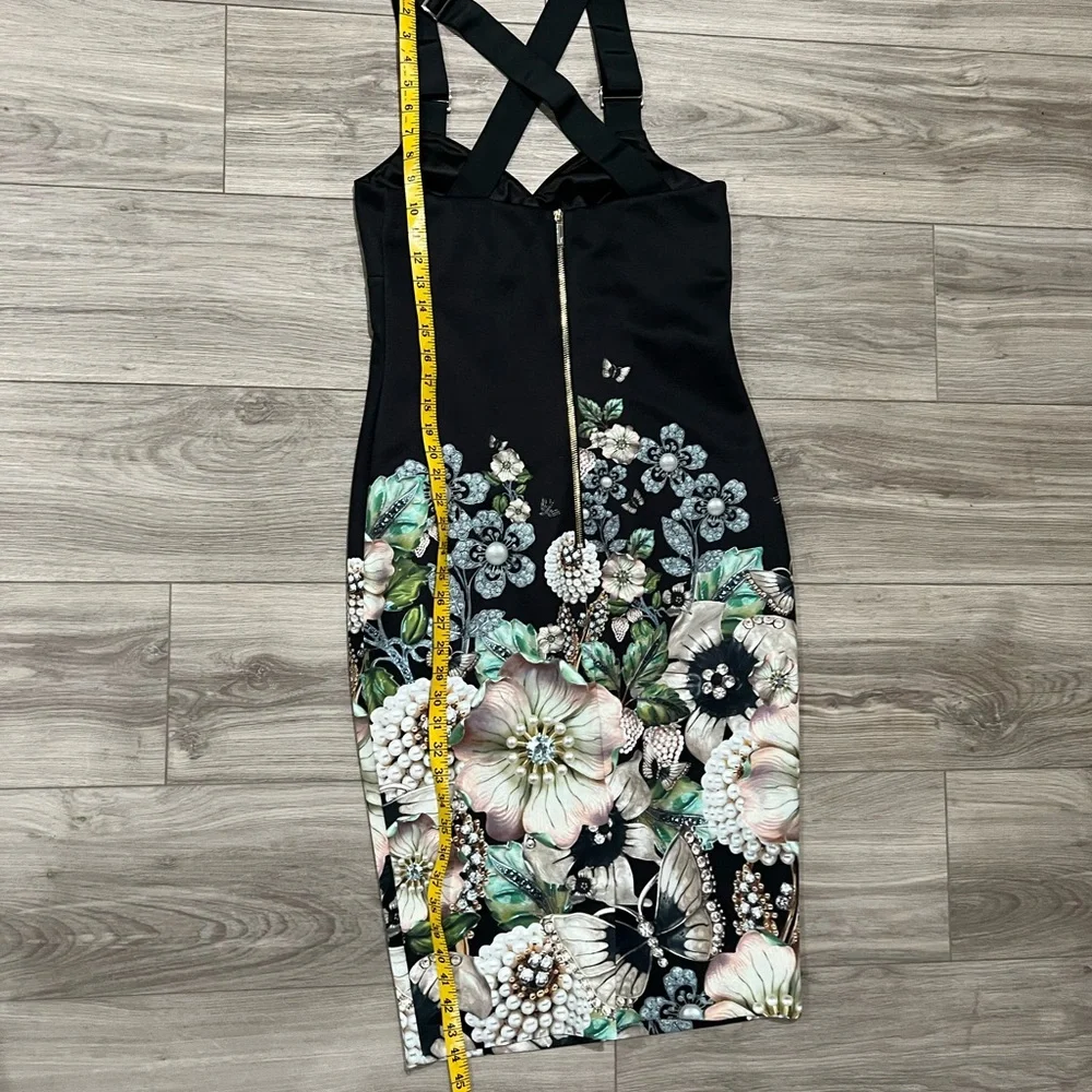 Ted Baker Black Floral Midi Dress - Picture 4 of 9